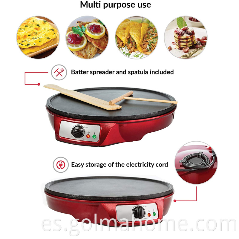 Profesional Electronic Electric Pan Pizza Pizza PANCAke y crepe Maker en 110V 600W 800W 1000W 2200 W Non-St No Stick Mini